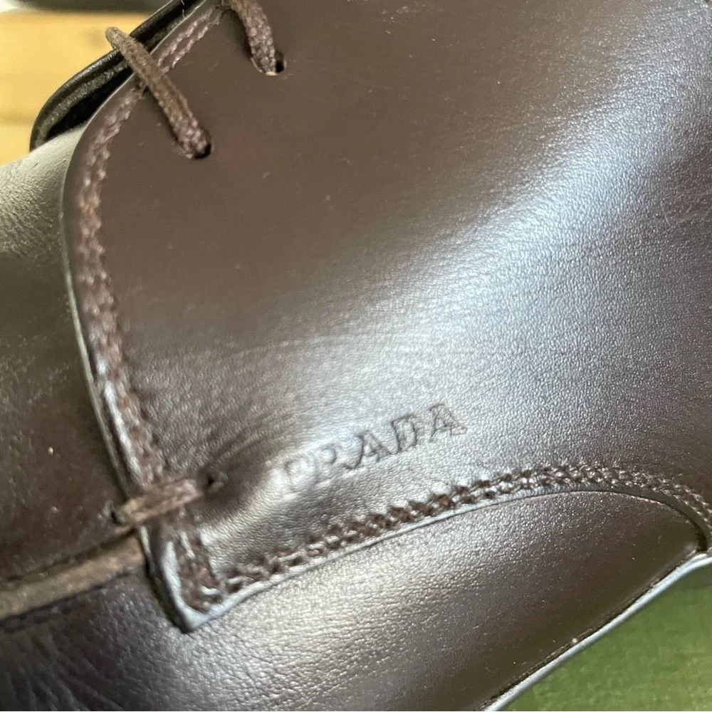 Prada Men's Casual Moc-Sewn Oxfords in Chocolate Brown *Italy*